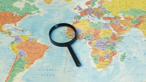Panoramic view of the world map Stock Footage 151113879