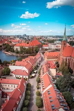 A panoramic view of Wroclaw 스톡 사진