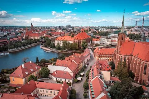 A panoramic view of Wroclaw 스톡 사진