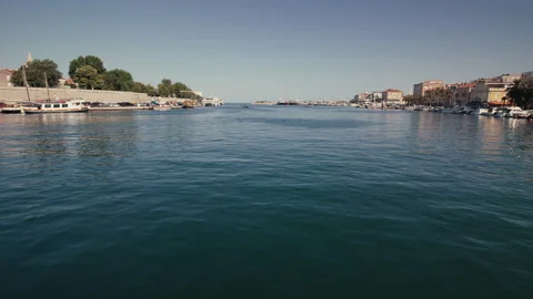 Panoramic View Of Zadar Harbor Waterfront Vídeo Stock 340189180
