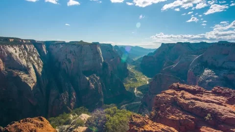 Panoramic View of Zion Canyon from Observation Point, Zion National Park, Utah, Stock Footage 332025941