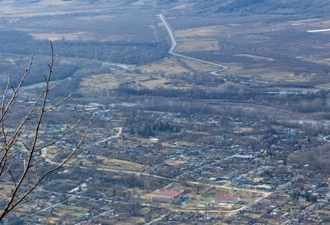 Panoramic viewing platform in a mountainous area in the autumn period of the Stock Photos