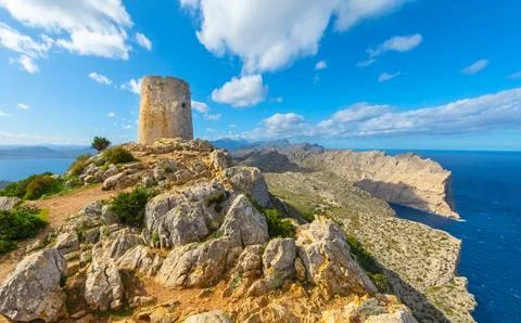 Panoramic views of the Cape Formentor. Majorca, Balearic Islands, Spain Stock Photos