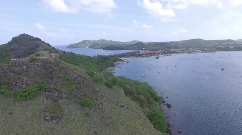 Panoramic views  of coastline and mountain - St Lucia Video stock 61859927