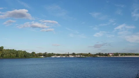Panoramic views of the Dnipro river and buildings in Kiev. Stock Footage 119537092
