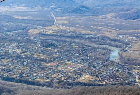 Panoramic views from the observation deck in the mountainous area in the earl Stock Photos