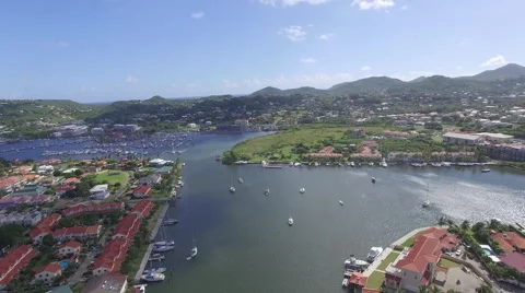 Panoramic views  of port town - St Lucia Stock Footage 61849481