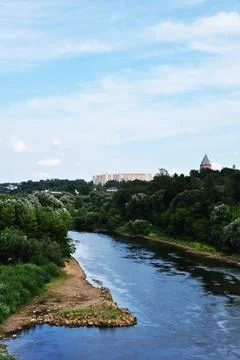 Panoramic views of the river and forest. Stock Photos
