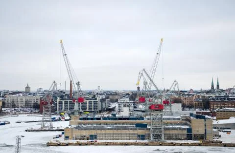 Panoramic views of the shipyard. Stock Photos