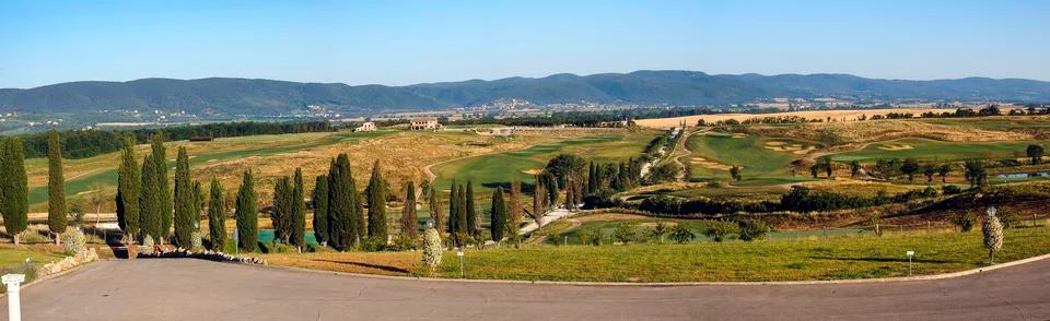 Panoramic views of the tuscan hills Stock Photos