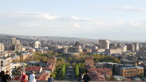 Panoramic Views of Yerevan and the famous modernistic Cascade complex. Stock Footage 216076540