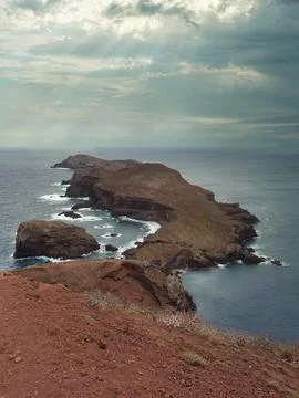 Panoramic Vista of Madeira's Eastern Point - Wide view of the Ponta de So L.. Stock Photos