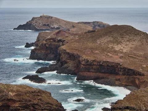 Panoramic Vista of Madeira's Eastern Point - Wide view of the Ponta de So L.. Stock Photos