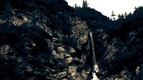 Panoramic waterfall in the wood Stock Footage 92016721