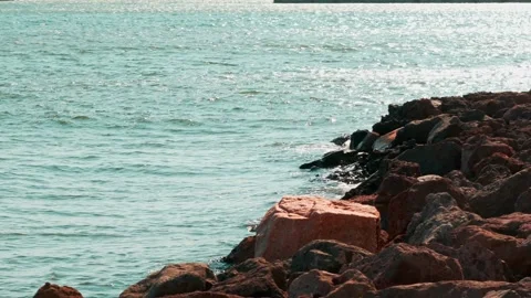 Panoramic waves on cliff along the coast Stock Footage 251445684