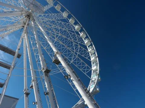 Panoramic Wheel in Ancient Port of Genova Stock Photos