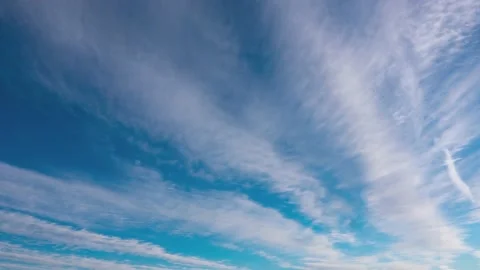 Panoramic white clouds fly across the blue sky. Timelapse Stock-Footage 142818478