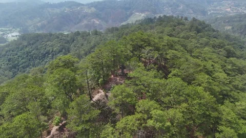 Panoramic Wide Drone of Ancient Cross on Tuyen Lam Lake Hills 動画素材 337013041
