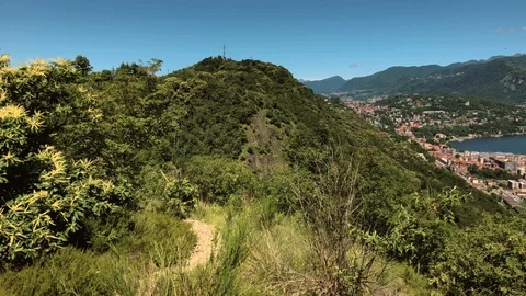 Panoramic Wide View of Lake Como and Prealps from Spina Verde Park Stock Footage 117635137