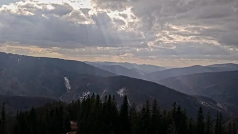 Panoramic Wilderness Landscapes of Mountain Valleys and Pine Forests 4K Stock Footage 335098959