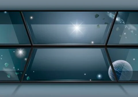 Panoramic window space of the hotel Stock Illustration