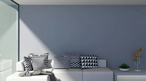 Panoramic window villa and sofa Stock Illustration