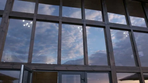 Panoramic windows with clouds at sunset Stock Footage 196877998