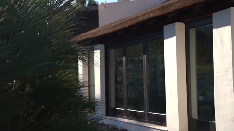 Panoramic windows in a villa Stock Footage 280693364