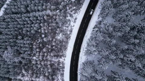 Panoramic winter drone view of the mountains in the forest. Vídeos de archivo 232411414