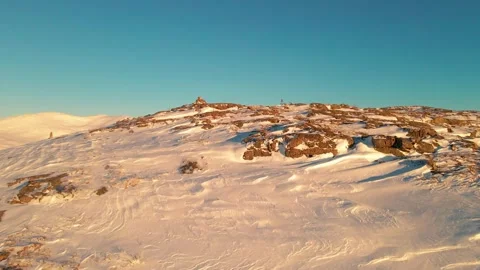 Panoramic Winter Landscape of Nesaksla Mountain and Rampestreken Viewpoint near Stock Footage 315796678