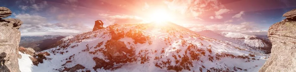 Panoramic winter landscape Fotos Stock