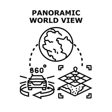 Panoramic world view concept with global mapping technology Stock Illustration