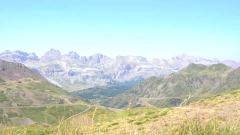 Panoramical view of the spanish pyrenees in a windy day Stock Footage 209323038
