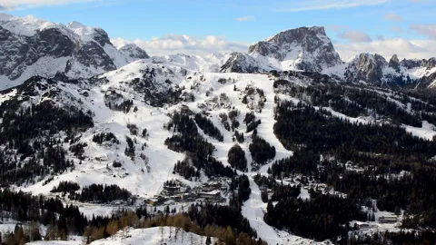 Panoramically view over Nassfeld ski resort in Austria. Stock Footage 141226739