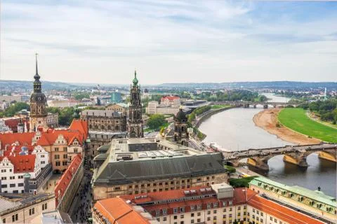 Panormaview of Dresden in Germany Stock Photos