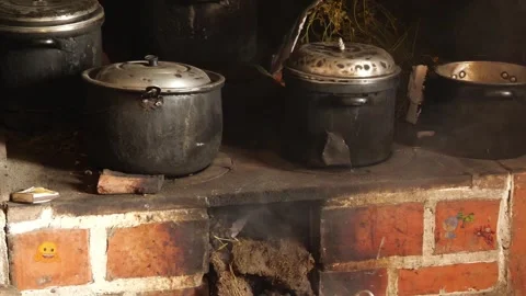 Pans in a poor house Stock Footage 298400129