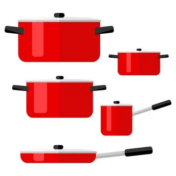 Pans, set of pots and pans. Kitchenware. 스톡 일러스트