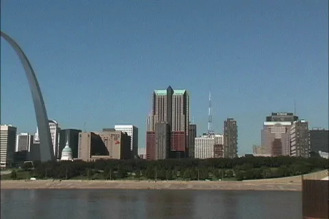 Pans St Louis river front MO Video stock 149846
