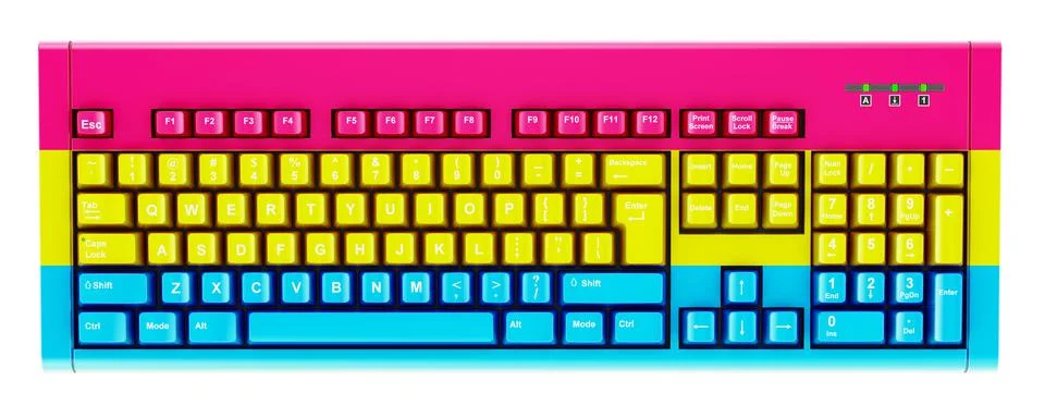 Pansexual flag painted on computer keyboard. 3D rendering Illustrazione stock