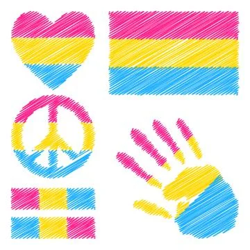 Pansexual pride design elements. Stock Illustration