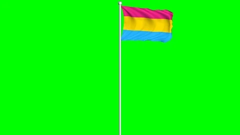 Pansexuality Flag Waving Fluttering on Wind Loopable Green Blue Screen Matte Video stock 77720105