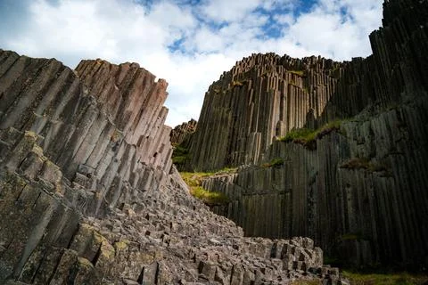 Panská skála volcanic columns in czech republic Stock Photos