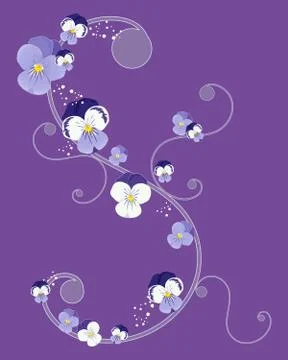 Pansy greeting Stock Illustration