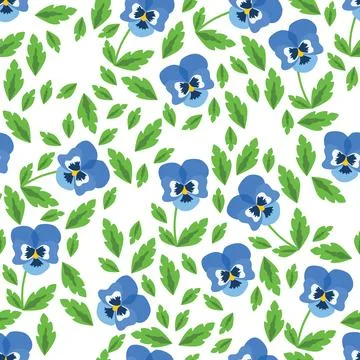 Pansy seamless pattern with white background Stock Illustration