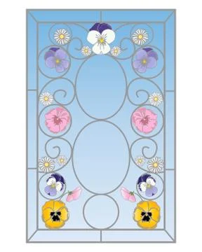 Pansy window Stock Illustration