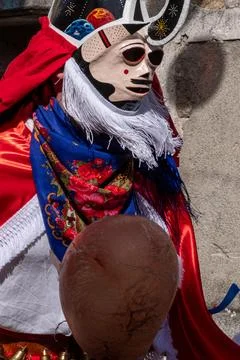 Pantalla the traditional carnival mask of the Entroido de Xinzo de Limia. Stock Photos