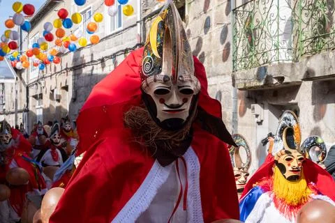 Pantalla the traditional carnival mask. One of the most popular carnivals in Gal Stock Photos