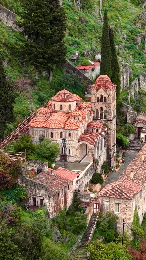 Pantanassa Holy Convent Monastery, Mystras, Peloponnese, Greece Vídeos de archivo 345149386