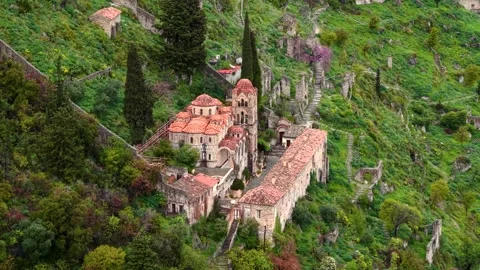 Pantanassa Holy Convent Monastery, Mystras, Peloponnese, Greece Vídeos de archivo 345149472