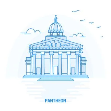 PANTHEON Blue Landmark. Creative background and Poster Template Illustrazione stock